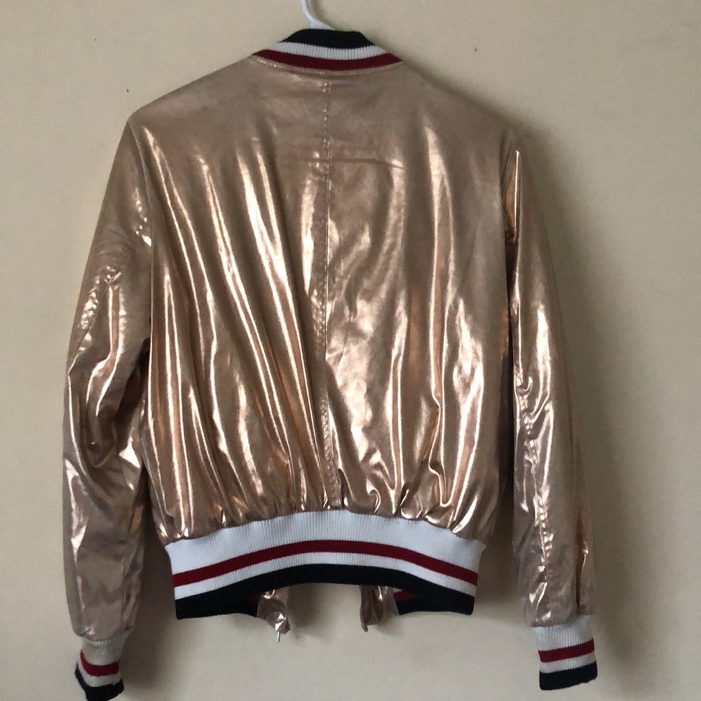 Hot & Delicious Metallic Zip Up Jacket ROSE GOLD - Picture 8 of 15